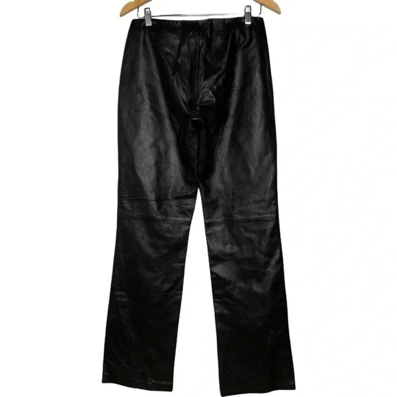 DKNY NWOT 100% Leather Black Mid Rise Bootcut Pants Size 8 - Picture 3 of 11
